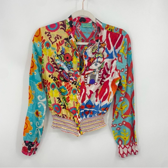 Antica sartoria by Giacomo Cirque Multicolored Full Zip Beaded Jacket Size S/M - Picture 1 of 9